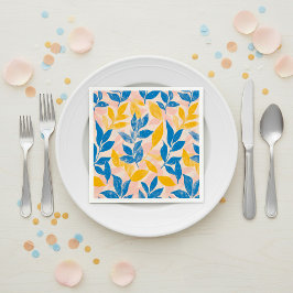 Guardanapo De Papel Casamento Floral Litográfico Rosa, Azul e Amarelo