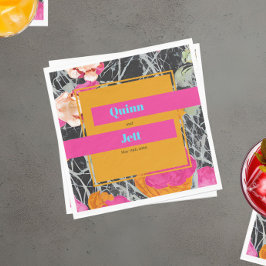 Guardanapo De Papel Casamento Floral Máxima Moderno Marmoreado