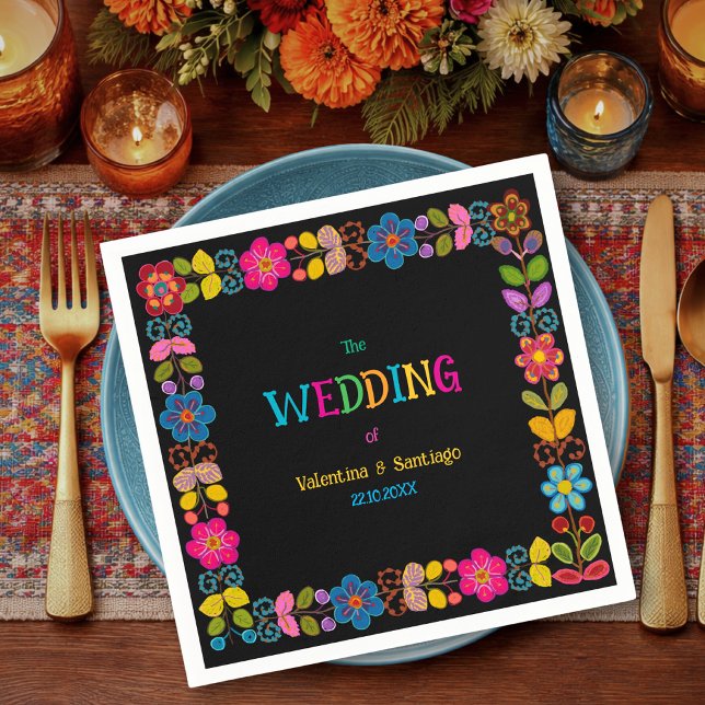 Guardanapo De Papel Casamento floral mexicano moderno (Criador carregado)