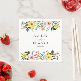 Guardanapo De Papel Casamento Floral Moderno Amarelo Azul Rosa Primave