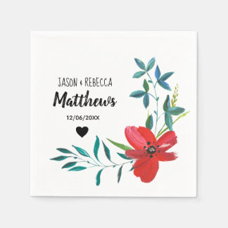 Guardanapo De Papel Casamento Floral Moderno e Elegante Personalizado