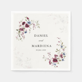 Guardanapo De Papel Casamento Floral Moderno Elegante Boho Burgundy