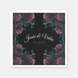 Guardanapo De Papel Casamento Floral Negro Elegante Negro Gótico