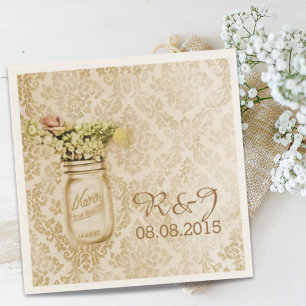 Guardanapo De Papel casamento floral ocidental do frasco de pedreiro