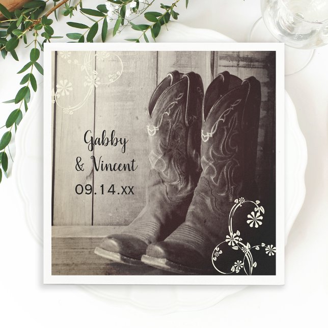 Guardanapo De Papel Casamento Floral Ocidental Rustic Cowboy Boots (Criador carregado)
