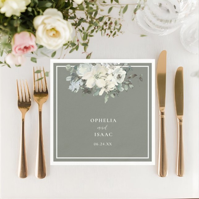 Guardanapo De Papel Casamento Floral Oliva Clássico (Criador carregado)