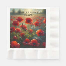 Guardanapo De Papel Casamento Floral Personalizado de Poppies Vermelho
