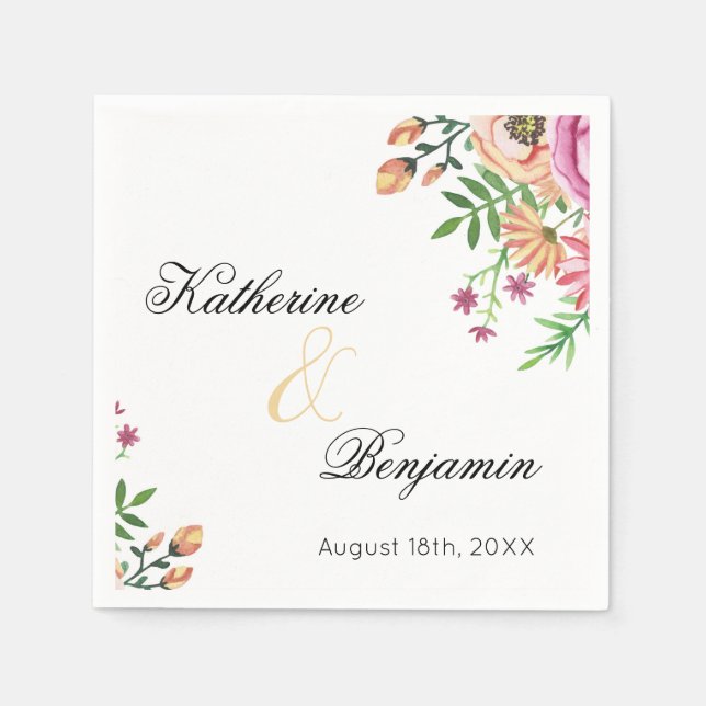 Guardanapo De Papel Casamento Floral Pêssego (Frente)