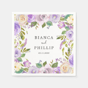 Guardanapo De Papel Casamento Floral Púrpura Violeta Violeta Elegante