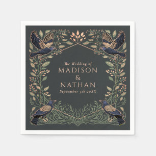 Guardanapo De Papel Casamento Floral Raven Gótico Encantado e rosa Dou