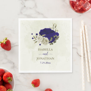 Guardanapo De Papel Casamento floral real de bege azul