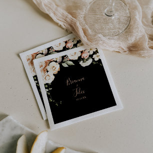 Guardanapo De Papel Casamento Floral Real Negro Napkin