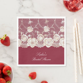Guardanapo De Papel Casamento Floral Romântico de Azar Branco