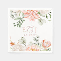 Casamento Floral Rosa Bege Botânico Moderno Elegan
