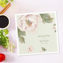 Guardanapo De Papel Casamento Floral Rosa da Rustic Sage e BlushPeony