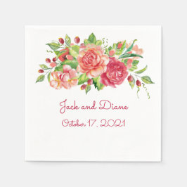 Guardanapo De Papel Casamento Floral Rosa e Pêssego Napkins