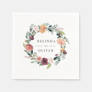 Guardanapo De Papel Casamento Floral Rosa-Rosa-Rosa-Blush-Charm-Burgun