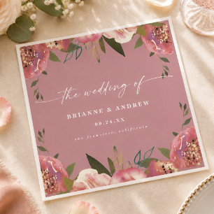 Guardanapo De Papel Casamento Floral Rosa Selvagem Chic em Flor