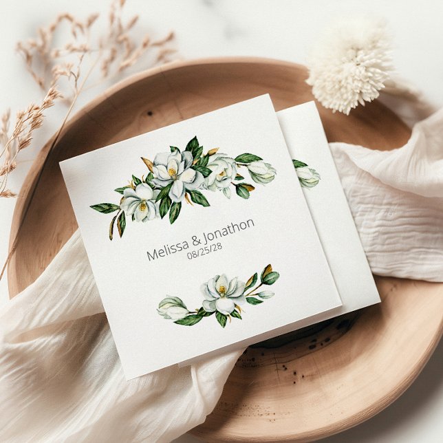 Guardanapo De Papel Casamento Floral Russo da Magolia Branca (Criador carregado)