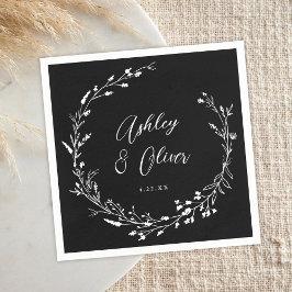 Guardanapo De Papel Casamento Floral Rustic Boho Black White