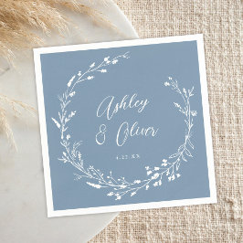 Guardanapo De Papel Casamento Floral Rustic Boho Dusty Blue