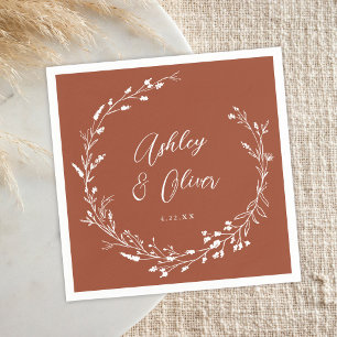 Guardanapo De Papel Casamento Floral Rustic Boho Terracotta Wildflower