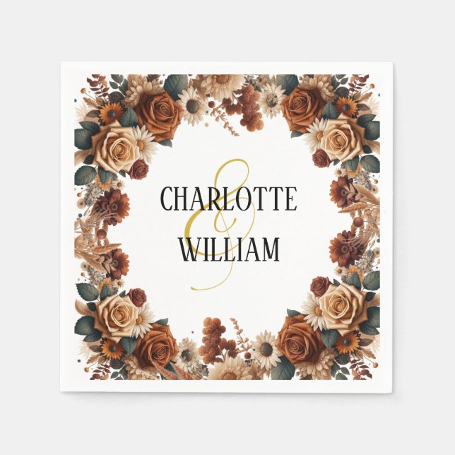 Guardanapo De Papel Casamento Floral Rustic Chic (Frente)