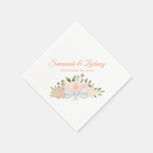 Guardanapo De Papel Casamento Floral Rustic Coral Peach Watercolor