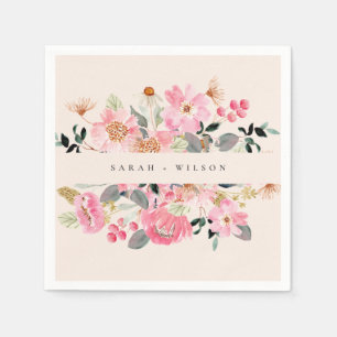 Guardanapo De Papel Casamento Floral Rustic Lively Blush Pink Watercol