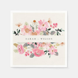 Guardanapo De Papel Casamento Floral Rustic Lively Blush Pink Watercol