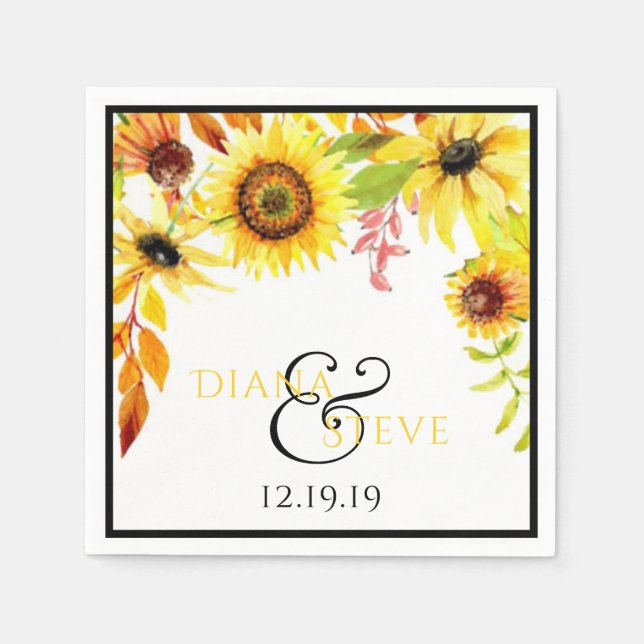 Guardanapo De Papel Casamento Floral Rustic Sunflower (Frente)