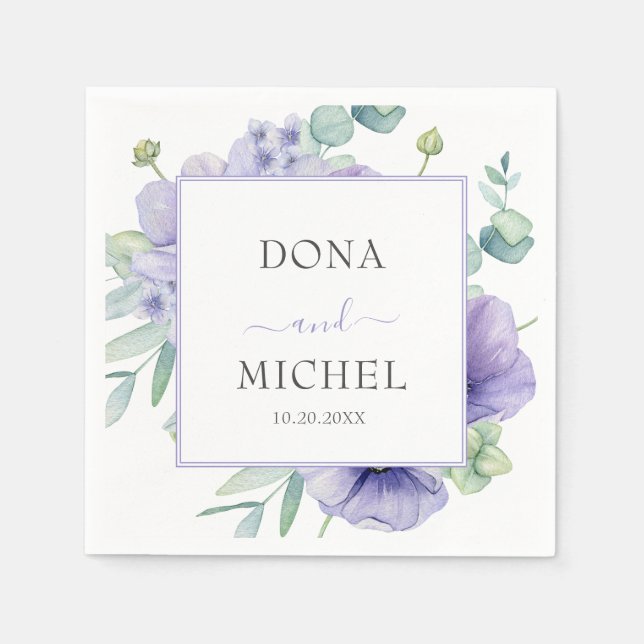 Guardanapo De Papel Casamento Floral Rustic Violet Summer (Frente)