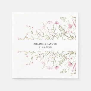 Guardanapo De Papel Casamento Floral Selvagem Rosa Elegante