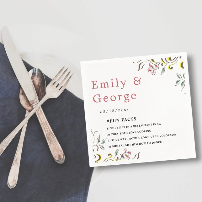 Guardanapo De Papel Casamento Floral Simples Rosa Boho (Criador carregado)