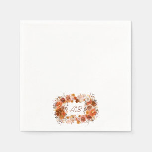 Guardanapo De Papel Casamento Floral Terracotta de Monograma Wreath Cr