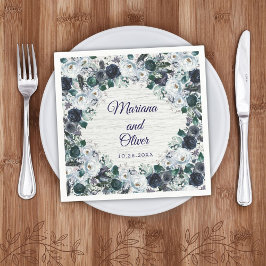 Guardanapo De Papel Casamento Floral Tribal marinho Blue Boho