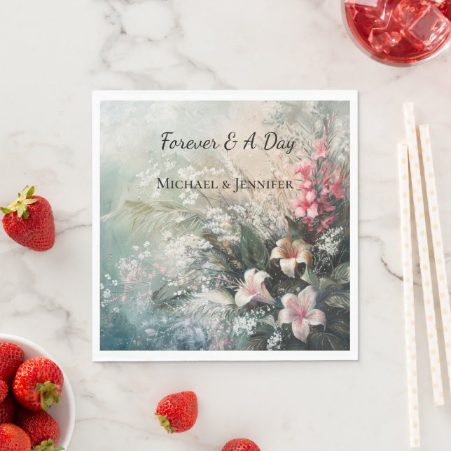 Guardanapo De Papel Casamento Floral Tropical Branca Rosa (Insitu)