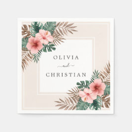 Guardanapo De Papel Casamento Floral Tropical de Boho Moderno