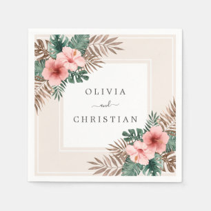 Guardanapo De Papel Casamento Floral Tropical de Boho Moderno