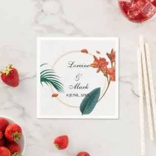 Guardanapo De Papel Casamento Floral Tropical Elegante
