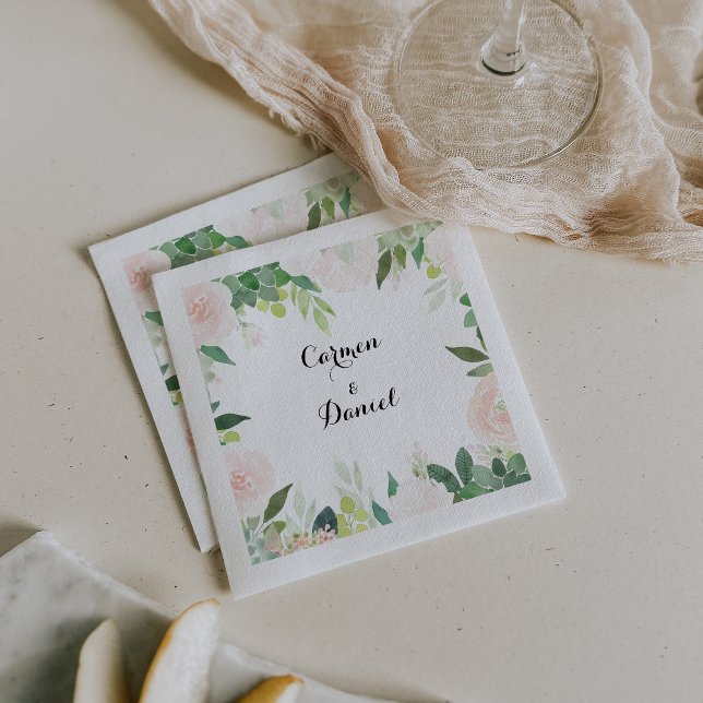 Guardanapo De Papel Casamento Floral Tropical Moderno Napkin (Criador carregado)
