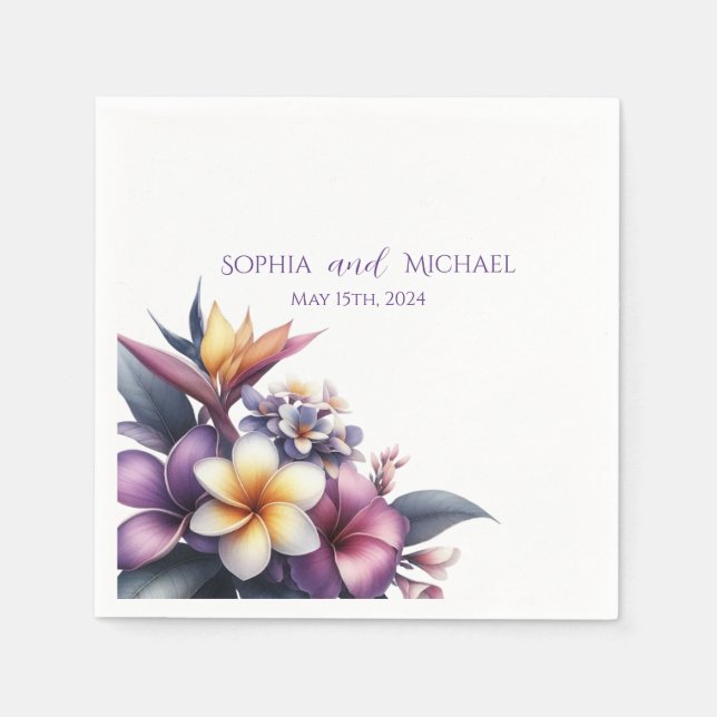 Guardanapo De Papel Casamento Floral Tropical- Napkins (Frente)
