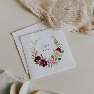 Guardanapo De Papel Casamento Floral Verde Blush Burgundy Napkin