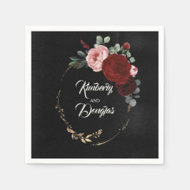 Guardanapo De Papel Casamento Floral Vermelho e Negro