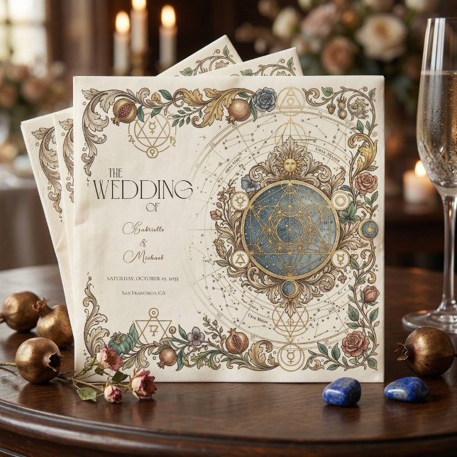 Guardanapo De Papel Casamento Floral Vintage Celestial  (Criador carregado)