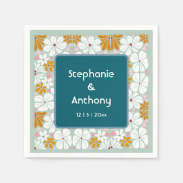 Guardanapo De Papel Casamento Flores Retro Groovy 70s Boho