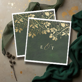Guardanapo De Papel Casamento Floresta Encantada Folhagem Dourada Caça