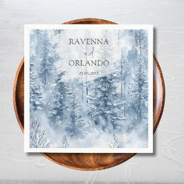 Guardanapo De Papel Casamento Floresta Montanha Pinheiro Neve Inverno