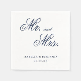 Guardanapo De Papel Casamento Formal Azul-Marinho Tradicional Elegante