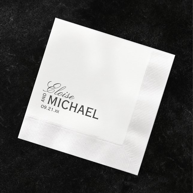 Guardanapo De Papel Casamento Formal Caligrafia Preta Clássica (Accent your formal affair with these Classic Black Calligraphy Formal Wedding Napkins! )
